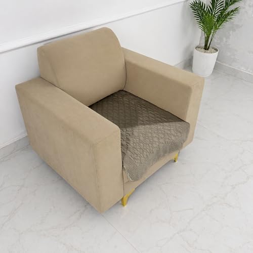 Image of Homerz Premium Petal Charm Sofa Cover | Embossed Floral Pattern | Soft Touch, Anti-Dust & Easy Wash Fabric Cloth, Washable and Durable (Beige, 1 Seater, Only Seat Cover)