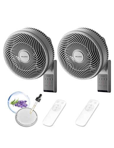 Image of PELONIS 14 inch Wall Mount Fan 2-Pack with Remote, Oscillating Indoor Fan, 3 Speeds & Modes, 90 Horizontal & 68 Vertical Tilt, Quiet 36dB, for Home, Garage, Gym