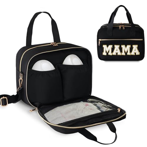 Image of Rain Bunny Wearable Breast Pump Compatible with Elvie and Medela Pumps, Cooler Bag with Shoulder Strap for Work, Travel and Family Use (Black)