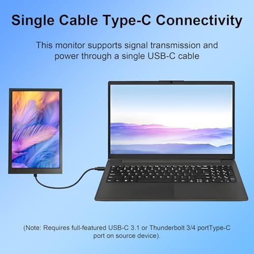 Image of VSDISPLAY 8'' Portable LCD Monitor 1280x800 Resolution with Mini H /D Input | Supports Image 180 Rotate Mirror Display,Tempered Glass Protection, Lightweight with Bracket