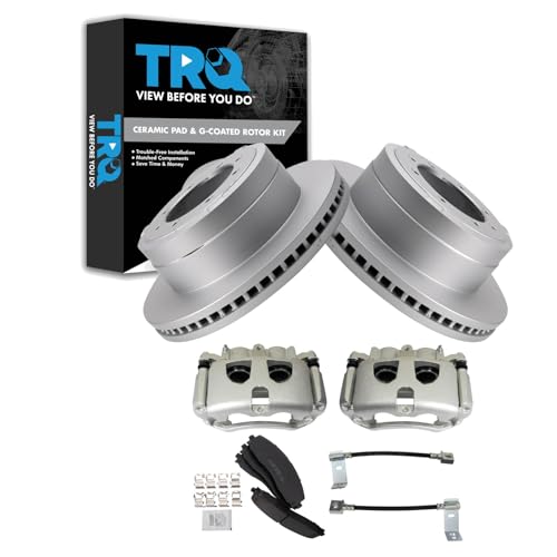 Image of TRQ Brake Pad & Rotor Kit Premium G-Coated Ceramic Compatible with 2017-2019 Ford F-350 Super Duty