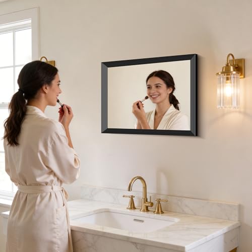 Image of Bathroom Mirror,24 inch x 30 inch Rectangle Beveled Frame Bathroom Vanity Mirror for Over Sink,Anti-Rust Rectangle Wall Mirror with Tempered Glass, Stronger Frame, Modern Farmhouse Bedroom