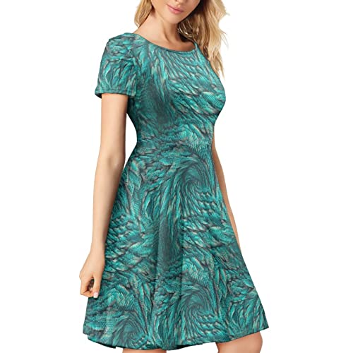 Image of Irisjudy T Shirt Dress for Women Short Sleeve Girls Short Sleeve Dress Plus Size, O Neck Knee Length Midi Dress for Ladies
