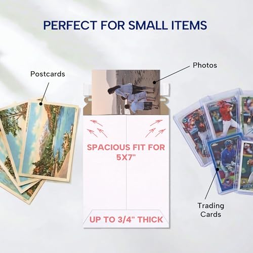 Image of BOX USA Rigid Mailers 6 inch x 8 inch (100-Pack) - Cardboard Mailer Envelopes for Photos, Trading Cards, Small Prints - Stay Flat