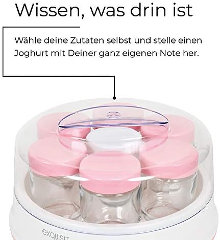 Bild 1 - Exquisit Joghurt-Maker YM 3101 WEP | Joghurtbereiter | Joghurt selbst machen | 7 Portionsgläser á 200 ml | Spülmaschinen geeignet | Weiß-Pink