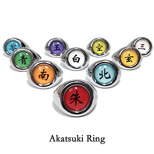 Akatsuki Ninja ring with red Cloud rings Naruto Anime Metal