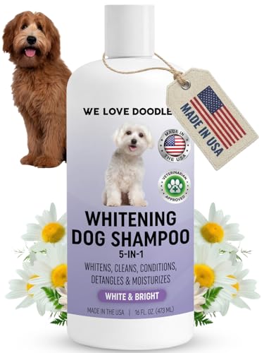 Whitening Dog Shampoo | Made in USA | Brightening Dogs Fur | White & Bright Hair | Removes Stains & Discoloration [We Love Doodles]