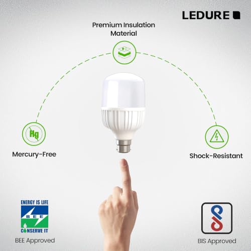 Image of LEDURE 30W LED Bulb|High Wattage B22 Base Bulb|BIS Approved|CoolWhite,Pack-2