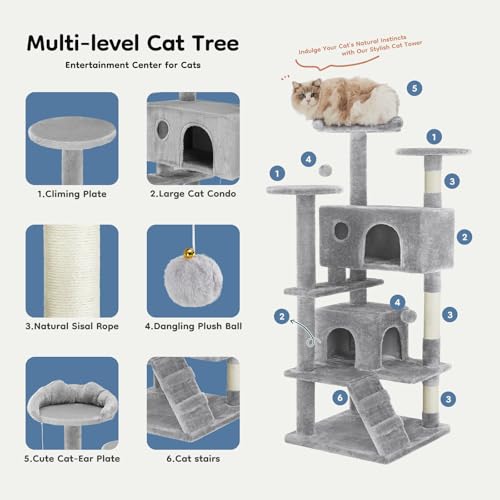 Árbol para Gatos de 54 Pulgadas con Rascadores y Plataformas miniatura 6