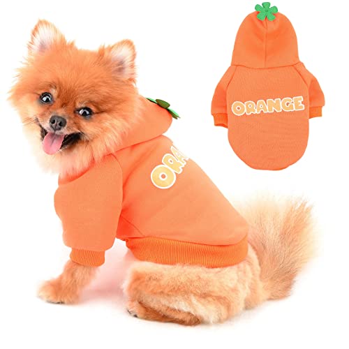 PAIDEFUL Dog Hoodies for Small Dogs Cats Cold Weather Dachshunds Fleece Fall Sweater Warm Winter Coat Five-Leaf Clover Puppy Chihuahua Clothes for Pets Boys Girls Walking Outdoor Orange XL