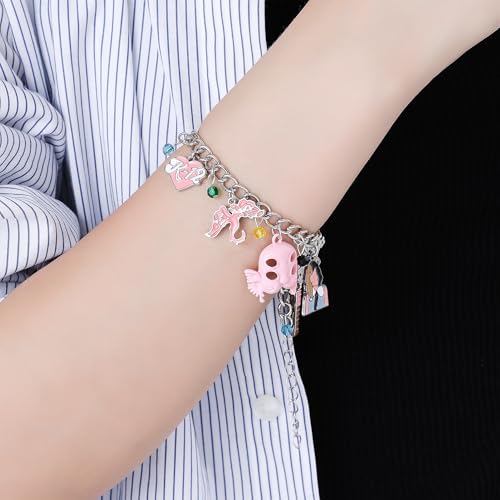 Pink Crying Charm Bracelet Portals Mask Pendant Bracelet Fashion Fans Gift Gothic Music Themed Jewelry for Women4