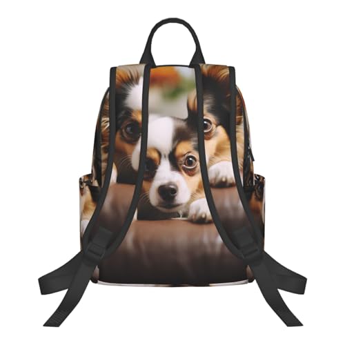 Papillon Lying on Tummy Travel Laptop Backpack Lightweight Computer Bag Rucksack Waterproof Casual Hiking Daypack2