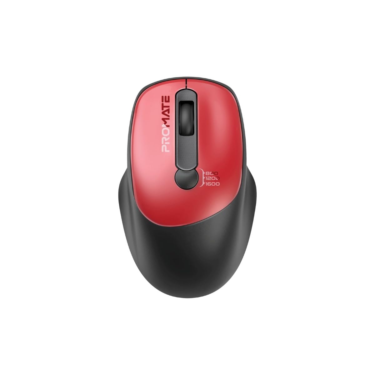 Promate Wireless Mouse, EZGrip Ergonomic Ambidextrous 2.4GHz Mice, Adjustable 1600DPI, 6 million Keystrokes, Nano USB Receiver, 10m Range, 120-hour Working Time for Laptops, PC, UNIGLIDE.RED