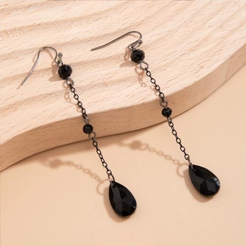 Gothic Blood Drop Earrings,Retro Goth Black/Red Crystal Bead Earrings Punk Teardrop Red Earring Halloween Cosplay Party Jewelry for Women4