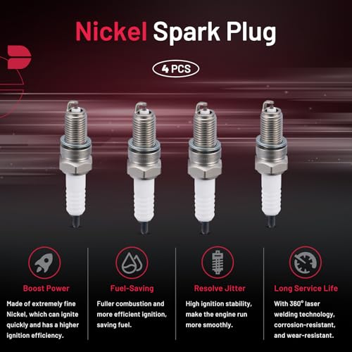 Image of BDFHYK 4929 Spark Plugs Compatible with Honda Compatible with Kawasaki for Yamaha for Suzuki Universal Motorcycle Spark Plugs Replacement for DPR8EA-9 Set of 4