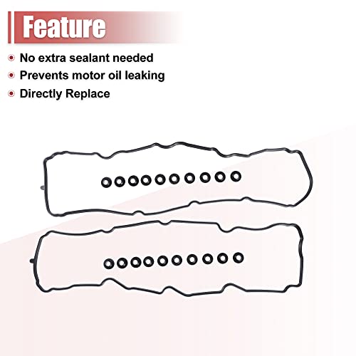 Image of X AUTOHAUX VS50652R Engine Valve Cover Gasket Set for Dodge for Ram 1500 3.7L 2005-2010 for Jeep Grand Cherokee 3.7L 2005-2010 for Jeep Liberty 3.7L 2005-2012
