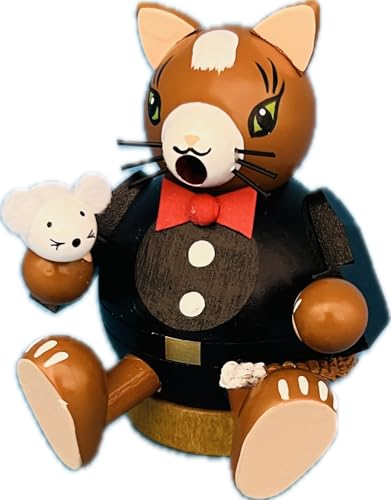 Richard Glaesser Minikugelrauchfigur Katze aus Seiffen im Erzgebirge,...