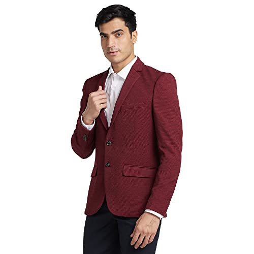 Image of Parx Men's Urban Fit Pure Terylene Notch Lapel Print Pattern Full Sleeve Casual Blazer