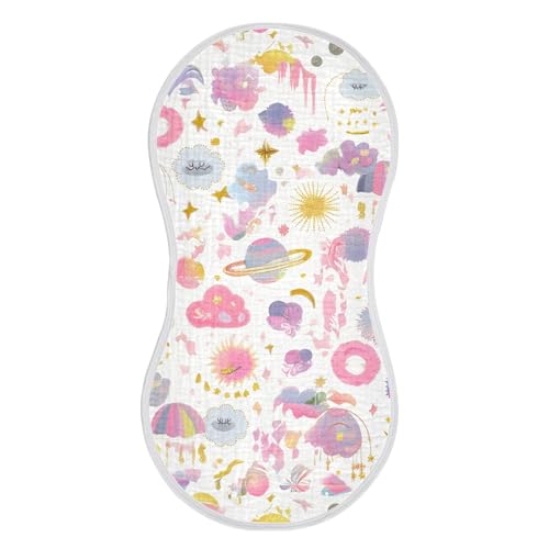 xigua Colorful Planets Baby Burp Cloths for Newborn Boys and Girls 4 Pack, Soft & Absorbent Cotton Baby Burp Cloth, Baby Washcloths, Newborn Towel, Burp Rags