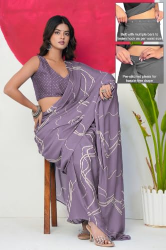 Image of MIRCHI FASHION Women's Ready to Wear 1 Minute Drape Chiffon Printed Saree with Blouse Piece
