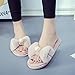 Flip Flop-GQ Automne et Hiver Perle Arc Pantoufles velues Dames Plancher en Bois Pantoufles en Peluche Pantoufles en Coton-Rose_37-38