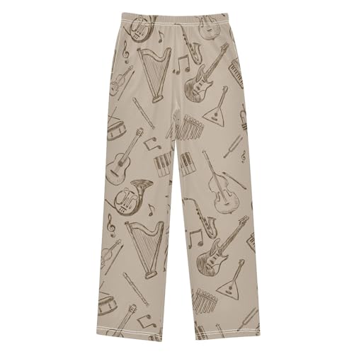 ZZXXB Accordion Guitar Boys Long Pants Soft Trousers Elastic Waist Kids Lounge Bottoms with Pockets S-XL