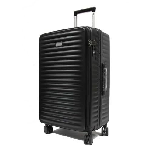 26 inch Rangy Polycarbonate Aluminium Frame with Anti-theft zipper Front Opening Luggage TSA Lock (Black)