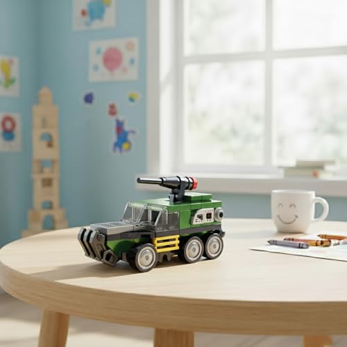 Image of STEM Armored Vehicle Building Blocks Set (84 Pcs) | DIY Machine Gun Toy for Kids 7+ Years (Boys & Girls) | Educational Construction | Creativity & Action Play Toy