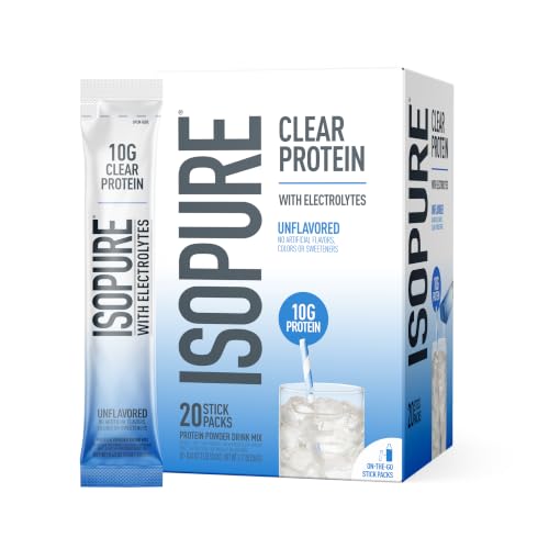Image of Isopure Clear Protein Stick Pack, Unflavored, 20 Count (Pack of 1)