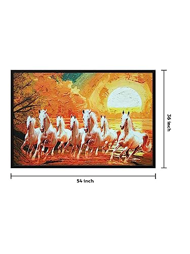 Image of 999STORE Fiber framed canvas painting frame paintings for bedroom with horse photo frames wall horses hanging home decor big large (Canvas 36X54 Inches Black) BLFLP36540071