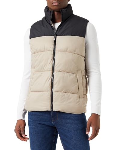 Jack & Jones Jjetoby Bodywarmer Collar Sn Chaleco, Crockery/Detail:Black Blocking, L Hombre