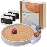 ENSO Japanese Zen Garden Kit for Desk - Inori Premium Sand Garden Gift Set for Meditation Therapy - Mini Zen Décor Office Desktop Accessories - Solid Wood Tray, 4 Hand Crafted Spheres & Custom Holder