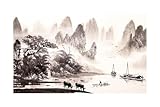 ART.COM Wall Art Print Chinese Landscape Watercolor Painting by baoyan, 36' x 24'