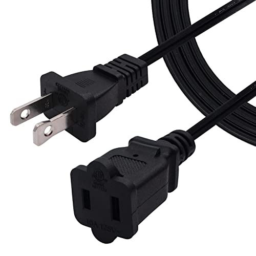 Image of 2 Prong Extension Cord 5 Feet US Male and Female Power Cord for NEMA 1-15P to NEMA 1-15R Short Extension Cord (1, Black 5ft)