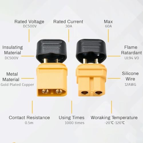 Conector de batería lipo XT60 XT90 hembra de nailon para coche RC y avión 72 fundas 3