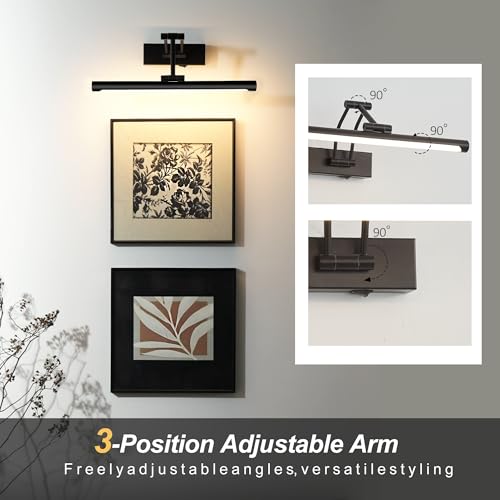 Image of ZitoStory Picture Lights for Wall Battery Operated, (Black, 16in) Rechargeable Art Light for Painting,Modern wall Lights for Pictures,Dimmable Gallery Artwork Lights for Pictures On Wall