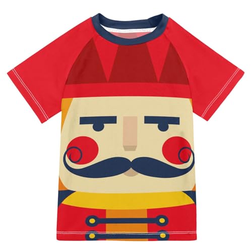 Aflyko Christmas Boys' Swim Shirt Xmas Nutcracker Cartoon Rash Guard Beachwear Sun Protection Fishing Hiking Camping Surfing Swimming Toddler Infant Summer Daily T-Shirt, 4T Multicoloured