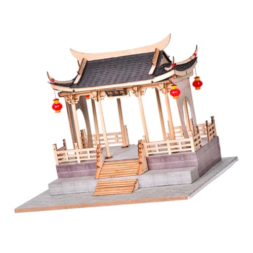 Modélisme pont chinois plastique beige compact pour décor de diorama et maquette réaliste