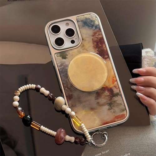 【WAYYWP】適用 iPhone 15 Plus ケース 大理石柄 マーブル柄 レトロ グラデーション かわいい あいふぉん14Plus カバー メッキ加工 レンズ保護 耐衝撃 全面保護 いphone14プラス 15プラス スマホケース ハンドストラップ