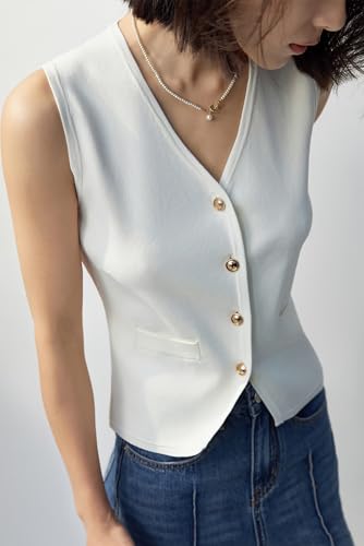 Sweater Vest for Women V Neck Button Front Knit Tank Top Waistcoat Minimalist Style 2025 Spring/Summer Fashion Trends2