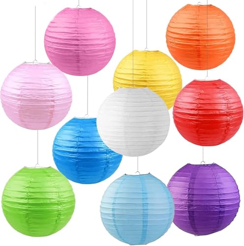 Image of Wanna Party 7 Pcs Colorful Paper Lanterns with 3D Butterflies - Hanging Decoration Set for Birthday, Baby Shower, Valentine's Day, Wedding & Party Celebrations