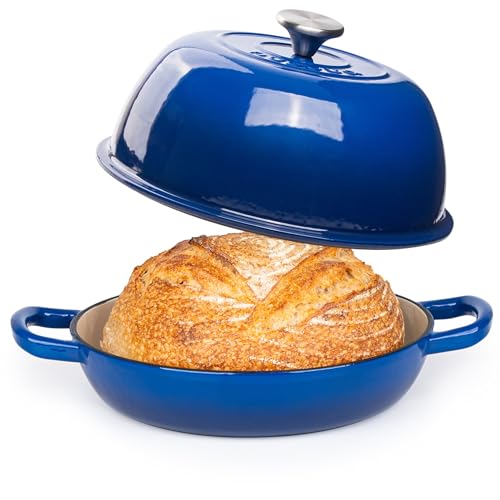 Comparison: Best Sourdough Dutch Oven 6 Enamelled Cast Iron Dutch Oven Pot – Dutch Oven For Sourdough Bread Baking – Cast Iron Bread Pot – Dark Blue, 6 Quarts, 26cm – by Nuovva