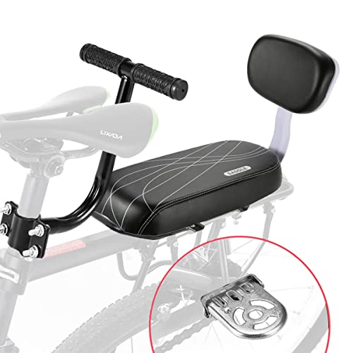 alouweekuky Fahrradrücksitz - Polstersattel mit Rückenlehne gepäckträger Hinteres Sitzkissen Armlehne Fußstütze Sicherheits Fahrrad Rücksitz Zub(Set-3)