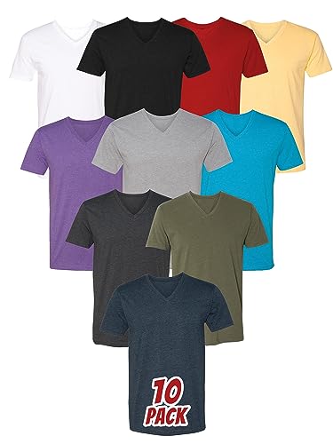 Next Level 6240 Multipack Men Fitted Bulk Short Sleeve CVC V-Neck T-Shirt 3 | 6 | 10 Pack - Make Your Own Assorted Color Set