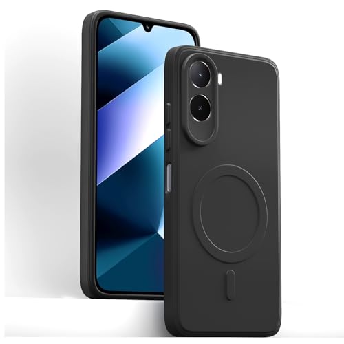 Image of Pikkme Back Cover for Mi Redmi A7 Pro /Poco C85x 5G Soft Matte Silicone Mag-Safe Design (Mag-Safe Not Support) Camera Protection | Slim Fit Bumper Cover (Black)