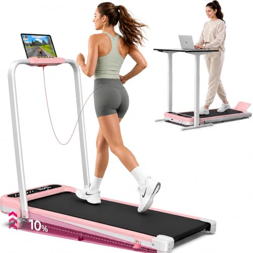 Image of Cardirun Walking Pad with Incline and Stable Handle Bar, Foldable Treadmill | 350+ lbs Capacity, 3.0HP Quiet Under Desk Treadmills for Home, Portable Treadmill with APP, Remote Control and LED Display