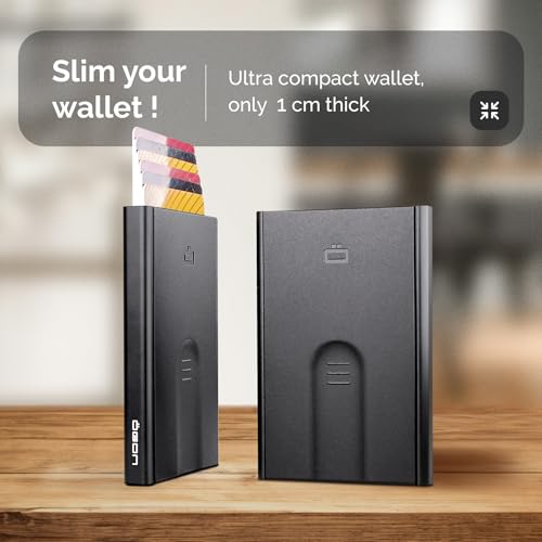 ÖGON -DESIGNS- Automatic aluminum card holder, RFID protection against fraud and demagnetization, slim and minimalist wallet for men and women, Slider model4