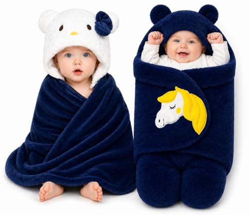 Image of BRANDONN Baby Blanket Newborn Combo Gift Pack of Swaddle Wrapper, 0-9 Months, Length 68 cm x Width 68 cm, Pack of 2 Pcs.