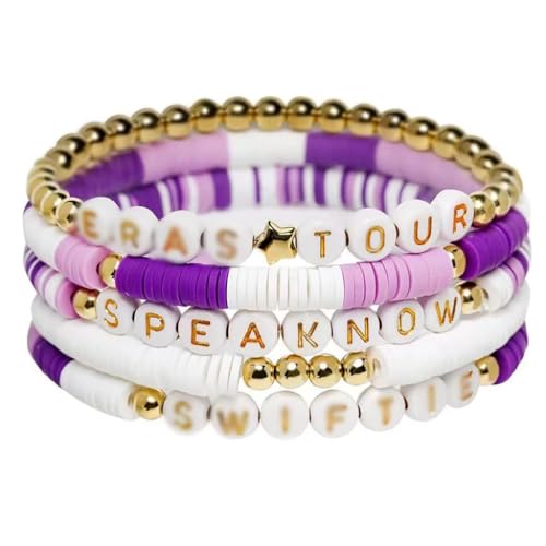 HANCOME 5 Pcs Love Bracelet, Inspiration Bracelet Music Bracelet Party Decorations for Women, Purple