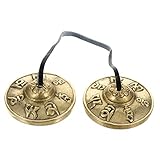 TOPBATHY Kupfer Meditationsglocke Yoga Cymbals Handgefertigt Leichtes Rhythmusinstrument Mit Nepal Muster Für Meditation Yoga Entspannung Zubehör Geschenk